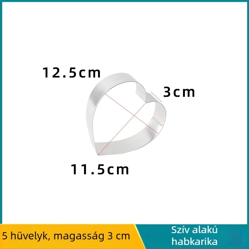 Szív alakú rozsdamentes acél mousse gyűrű és torta forma, tiramisú sütőforma, 3 cm magas, méretek 4/6/8 hüvelyk.