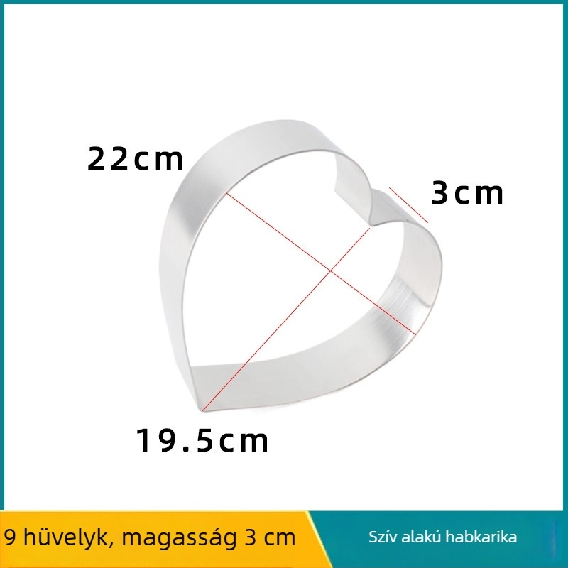 Szív alakú rozsdamentes acél mousse gyűrű és torta forma, tiramisú sütőforma, 3 cm magas, méretek 4/6/8 hüvelyk.