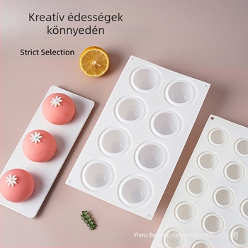 Szilikonból készült kör alakú forma csokoládéhoz, 3D desszertekhez és mousse tortákhoz