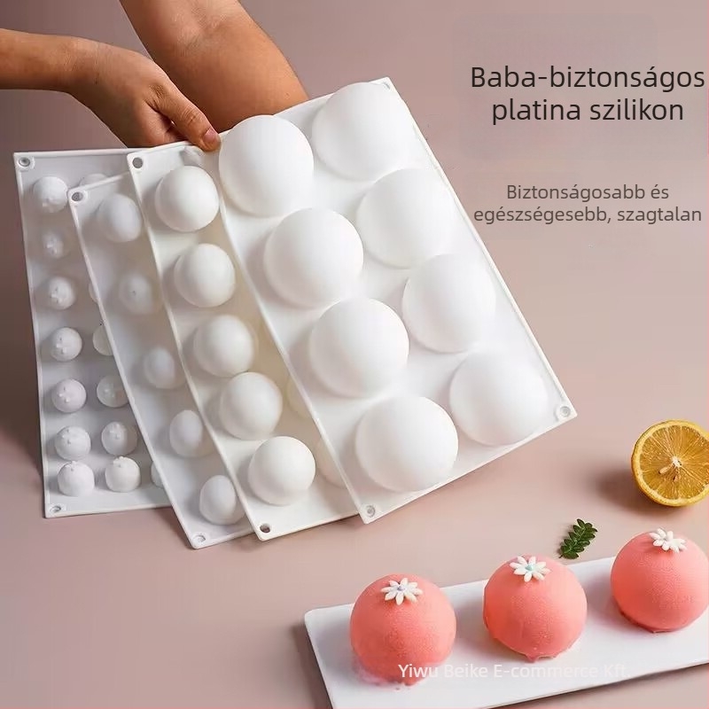 Szilikonból készült kör alakú forma csokoládéhoz, 3D desszertekhez és mousse tortákhoz