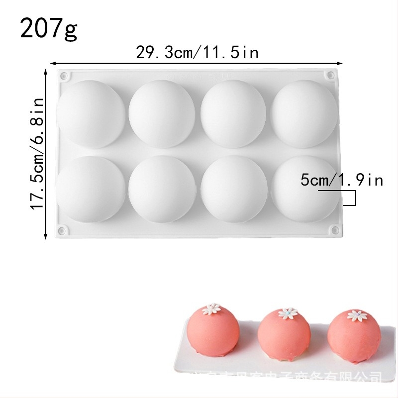 Szilikonból készült kör alakú forma csokoládéhoz, 3D desszertekhez és mousse tortákhoz
