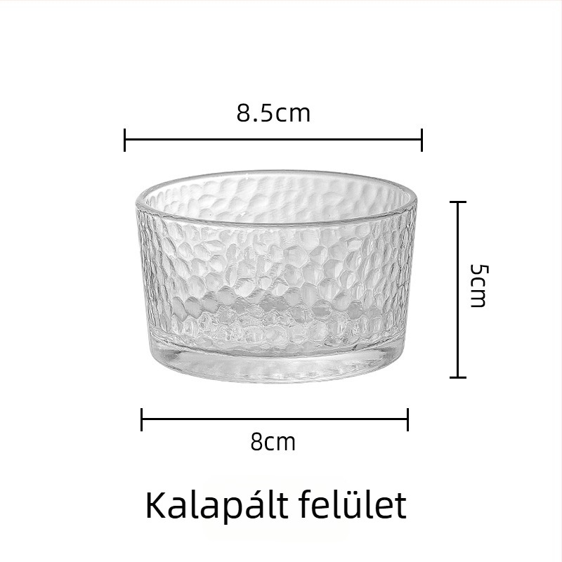Üvegből készült tál, kör alakú, modern-minimalista stílus, logónyomtatás és testreszabás elérhető, mikrohullámú sütőben nem használható.
