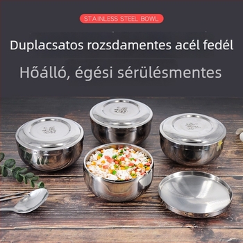 Rozsdamentes acél rizs tál – kör alakú, egyszínű, modern minimalista stílus; ideális szállodák és étkezések számára; mikrohullámú sütő nem elérhető