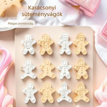 Süteményforma – hóember és mézeskalács figura mintával, PLA műanyag, szabálytalan alak