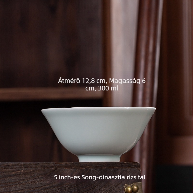 Jingdezhen porcelán tál, alulglazúrozott felület, retro kerek forma