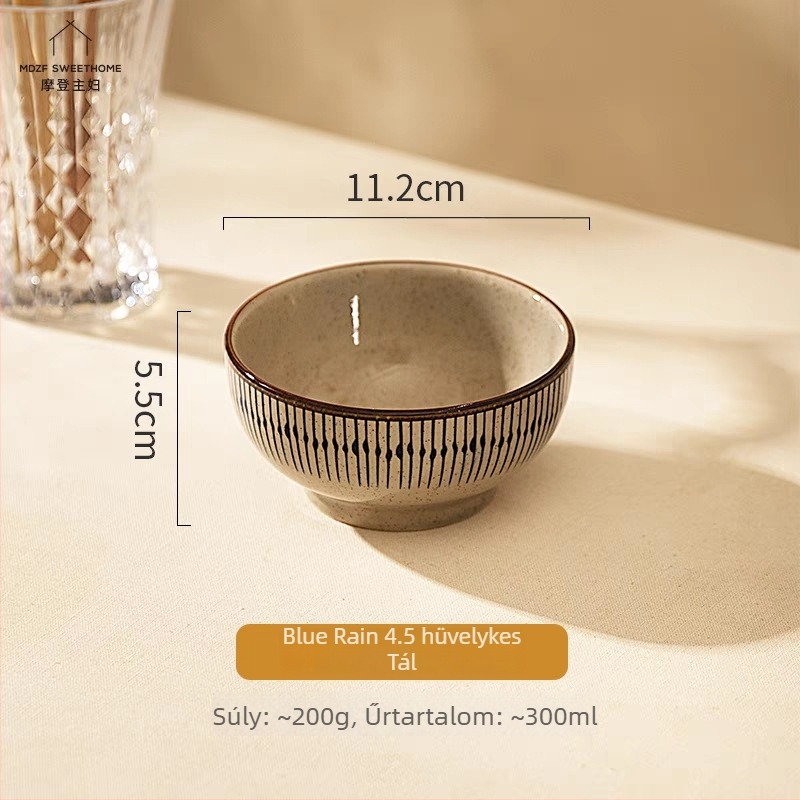 Japán-stílusú porcelán tál tészta számára, ramen tál, retro dizájn, kör alak, átmérő 19–19,9 cm, mikrohullámú sütőbe tehető, kézzel festett csíkok, prémium porcelán, új 2025-ös modell
