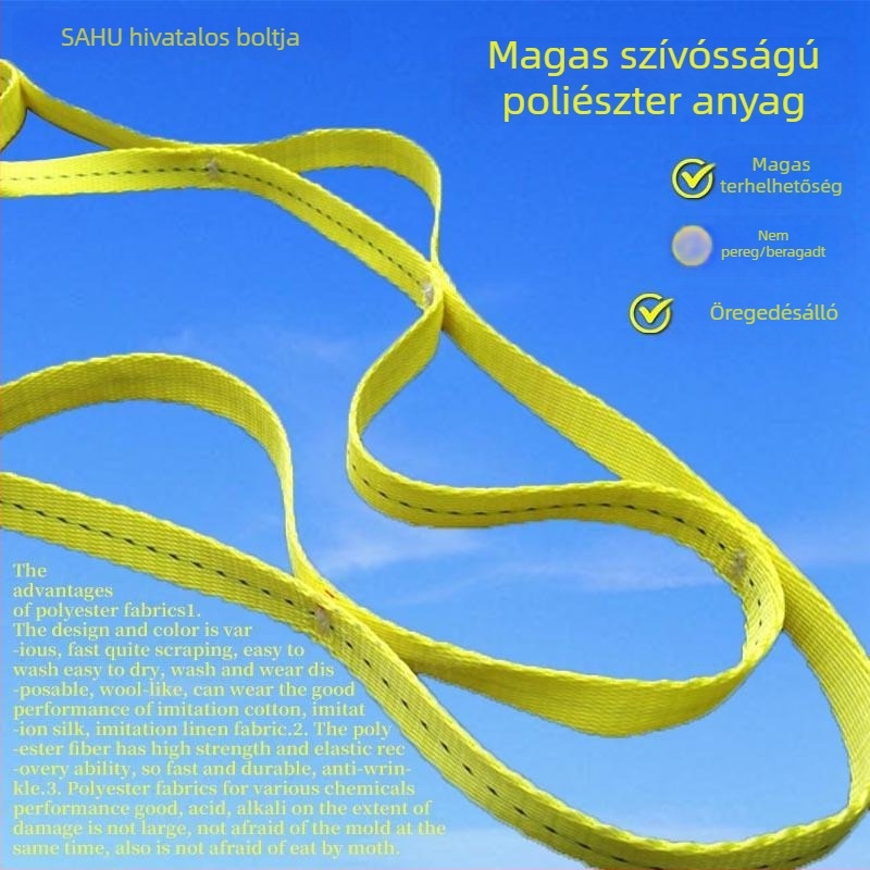 Sahu kültéri hegymászáshoz szánt biztonsági öv: poliészter öv, poliészter biztonsági kötél, kötélhossz > 3 m, típus: ülőöv