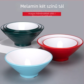 Melamin ramen tál, extra vastag, kerámiás hatású felület, külső bordázott mintázat, éttermek számára, logó nyomtatási lehetőség, mikrohullámú sütőben nem használható.