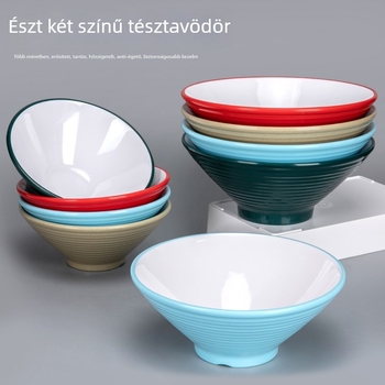 Melamin ramen tál, extra vastag, kerámiás hatású felület, külső bordázott mintázat, éttermek számára, logó nyomtatási lehetőség, mikrohullámú sütőben nem használható.
