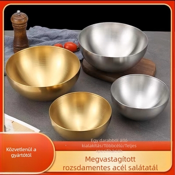 Élelmiszer-minőségű rozsdamentes acél Koreai stílusú tál, instant tészta és hideg saláták számára, egyrétegű gyümölcssaláta tál, elegáns megjelenés