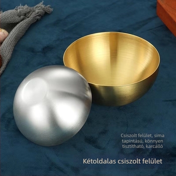 Élelmiszer-minőségű rozsdamentes acél Koreai stílusú tál, instant tészta és hideg saláták számára, egyrétegű gyümölcssaláta tál, elegáns megjelenés