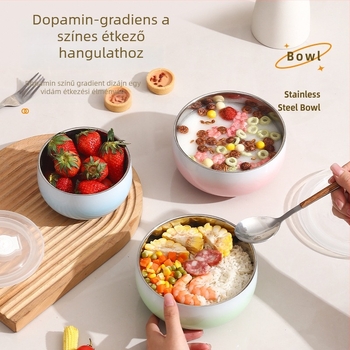 Gradient színű rozsdamentes acél tál, 304 élelmiszer-minőség, személyes használatra, 2024-es modell, modern minimalist stílus, kerek, átmérő 12–12,9 cm, testreszabható