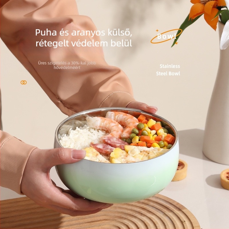 Gradient színű rozsdamentes acél tál, 304 élelmiszer-minőség, személyes használatra, 2024-es modell, modern minimalist stílus, kerek, átmérő 12–12,9 cm, testreszabható