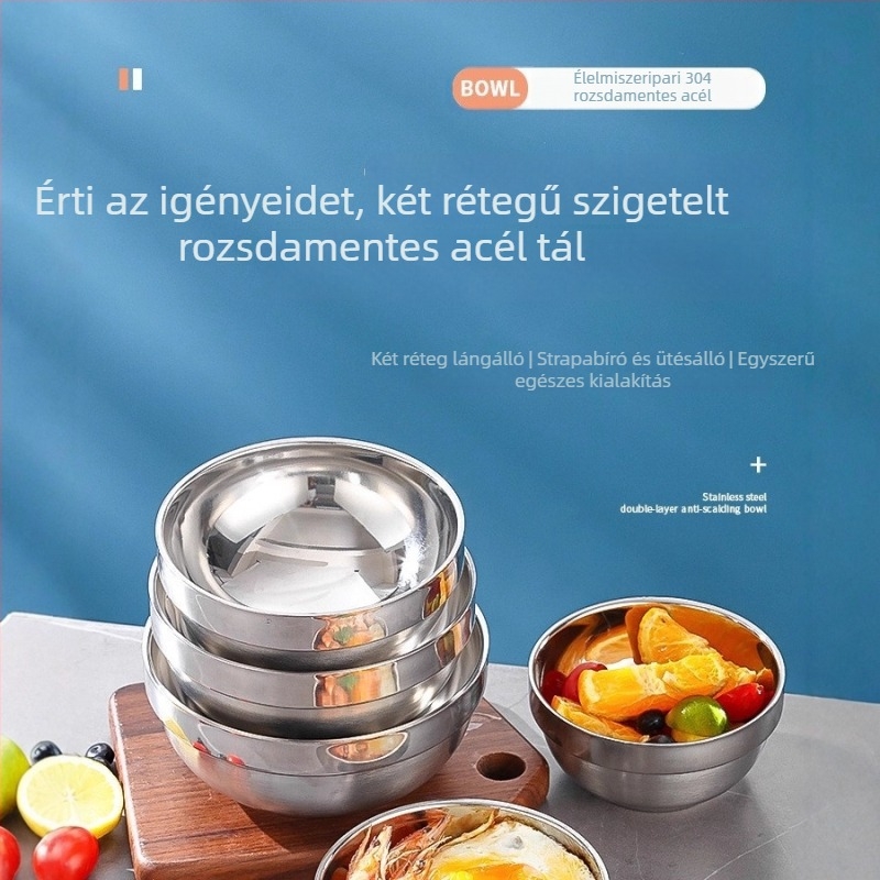 Respect rozsdamentes acél rizses tál – kör alakú, fényes felület, szállodák és éttermek számára, testreszabható