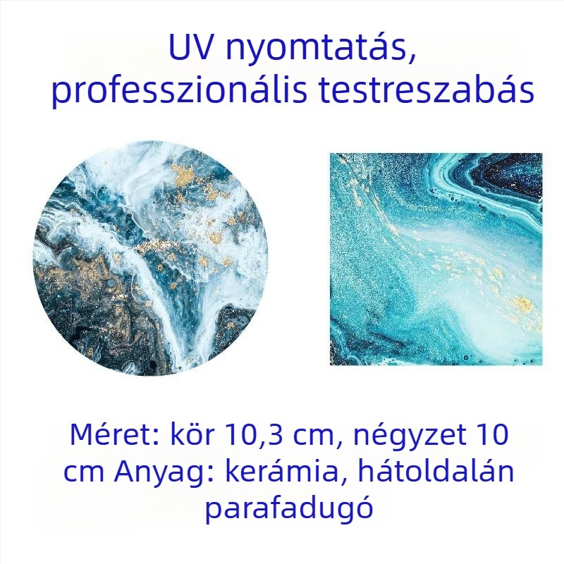 Delos kerámia pohár alátét, kör vagy négyszög alakú, nyomtatott minta, termékkód 888