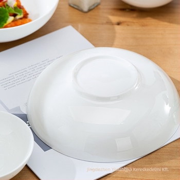 Csontporcelán tál – kínai stílusú, kerek tál tészta/saláta számára, alglazúros mintával, mikrohullámú sütőben használható
