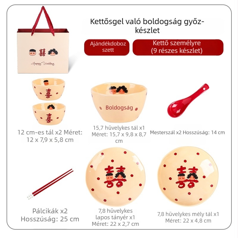 Kerámia étkészlet – tálak és mélytányérok, 4 készlet, modern kínai stílus, alulglazúrozott felület és magas hőmérsékletű decal, mikrohullámú sütő kompatibilis