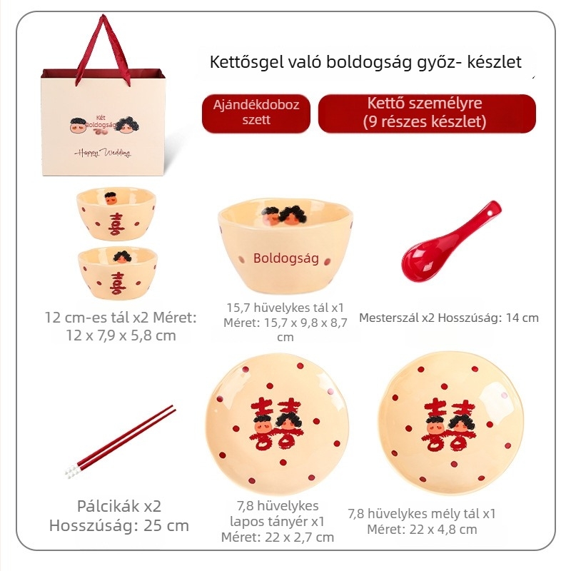 Kerámia étkészlet – tálak és mélytányérok, 4 készlet, modern kínai stílus, alulglazúrozott felület és magas hőmérsékletű decal, mikrohullámú sütő kompatibilis