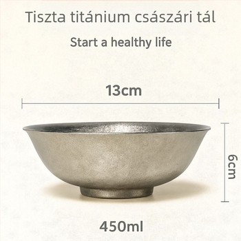 Kör alakú pároló tál titániumötvözetből, tiszta titán felülettel, antibakteriális, hőálló, mikrohullámú sütőben használható, testreszabható — modern minimalist stílus