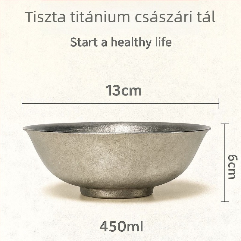 Kör alakú pároló tál titániumötvözetből, tiszta titán felülettel, antibakteriális, hőálló, mikrohullámú sütőben használható, testreszabható — modern minimalist stílus