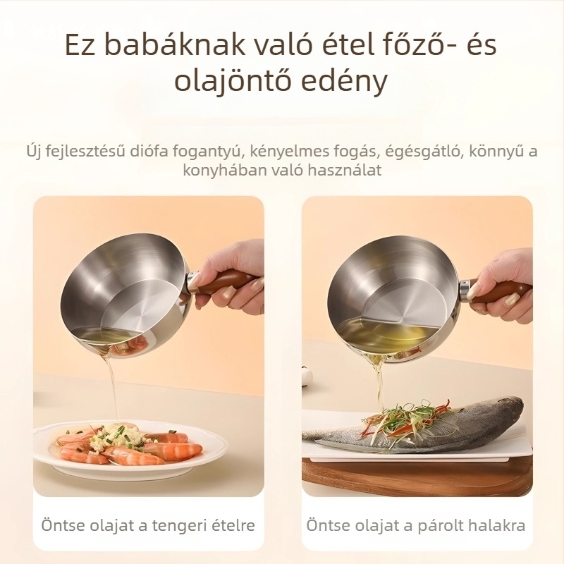 Egy személyes rozsdamentes acél tál tészta számára, lehajtható fogantyúval, kör alakú, polírozott felület