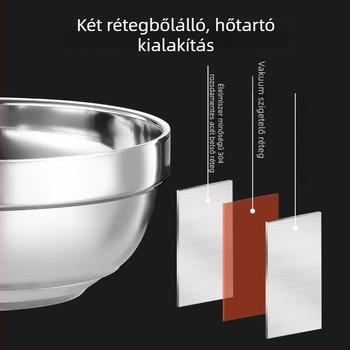 316 rozsdamentes acélból készült dupla falú szigetelt leveses tál, élelmiszer-minőségű 304, ideális étkezők és iskolai használatra