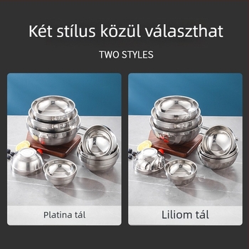 316 rozsdamentes acélból készült dupla falú szigetelt leveses tál, élelmiszer-minőségű 304, ideális étkezők és iskolai használatra