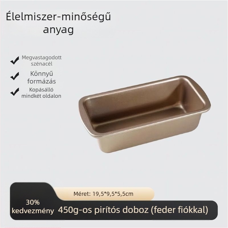 Toast forma fedéllel, élelmiszer-minőségű, 450 g kapacitás, tapadásmentes, sütőhöz