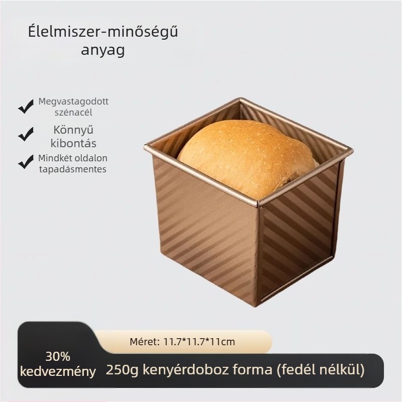 Toast forma fedéllel, élelmiszer-minőségű, 450 g kapacitás, tapadásmentes, sütőhöz