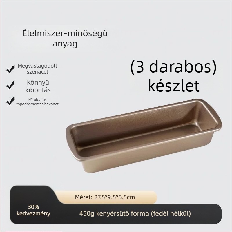 Toast forma fedéllel, élelmiszer-minőségű, 450 g kapacitás, tapadásmentes, sütőhöz