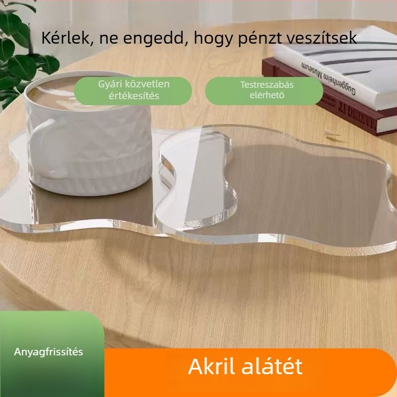 Átlátszó akril alátét poharakhoz és tálakhoz, felhőalakú, szabálytalan forma, Inst-stílusú könnyű luxus, hőszigetelő asztalterítő