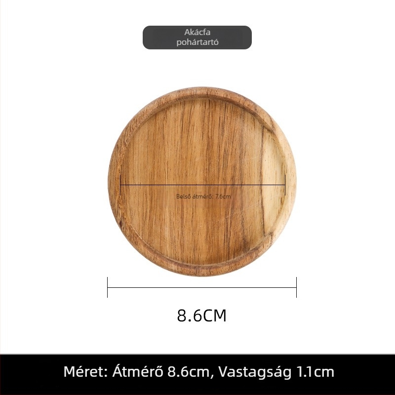 Kerek akácfa poháralátét testreszabható logóval