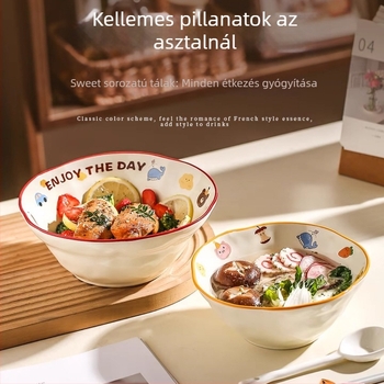 Kerámia leveses ramen tálak készlet, 7 nagy tál, otthoni használatra, 2022-es modell, rajzfilmszerű minta