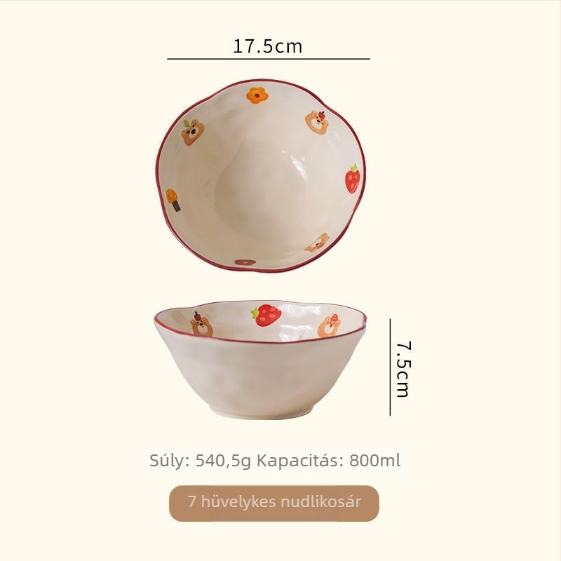 Porcelán Nudlis tál, otthoni használatra, japán stílus, alglazúr technika