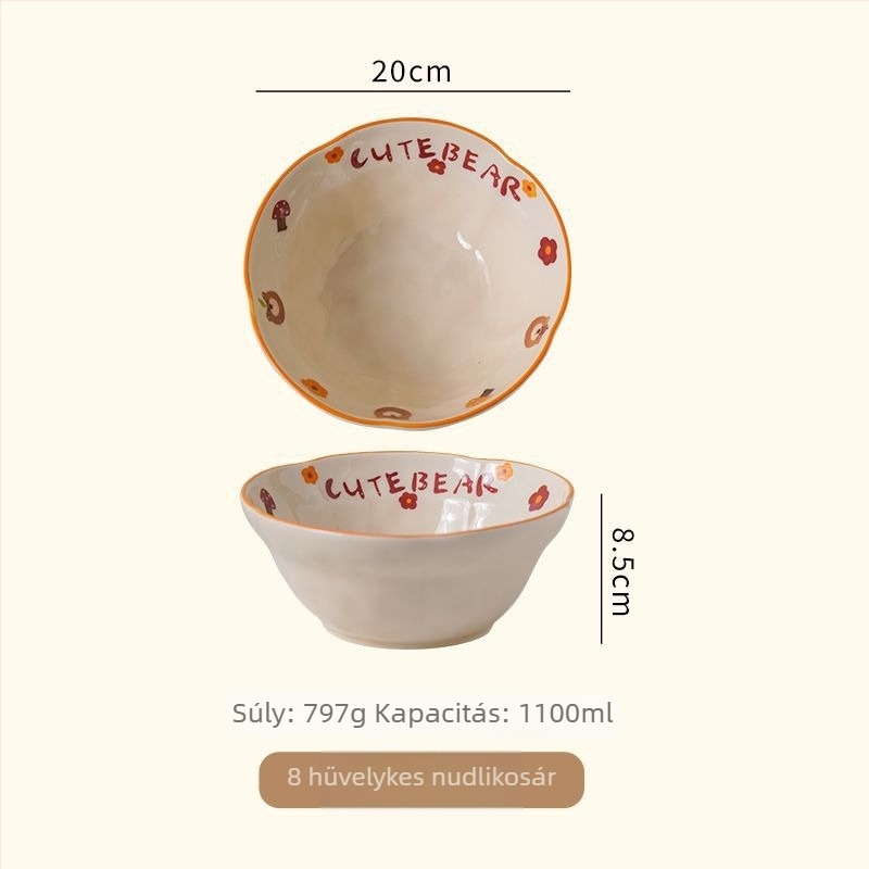 Porcelán Nudlis tál, otthoni használatra, japán stílus, alglazúr technika