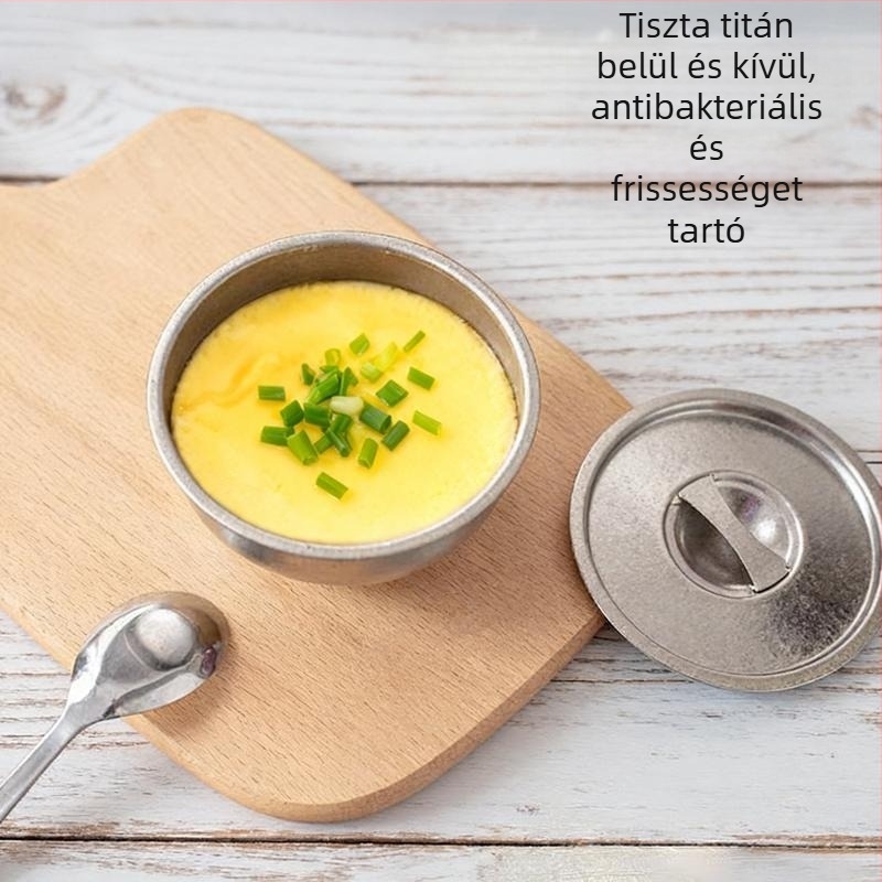 Tiszta titánból készült tojáspároló tál – egyszínű mintázat, hópelyhes máz, modern minimalista luxus stílus