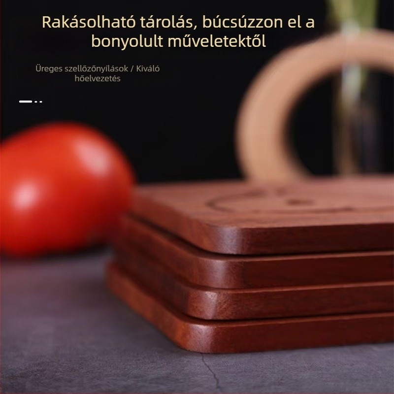 Fából készült hőszigetelő alátét otthoni használatra, magas hőmérséklet elleni védelem, égésvédelmi védelem, asztalra való alátét tányérok és tálak számára, fa alátét, poháralátét, edényalátét