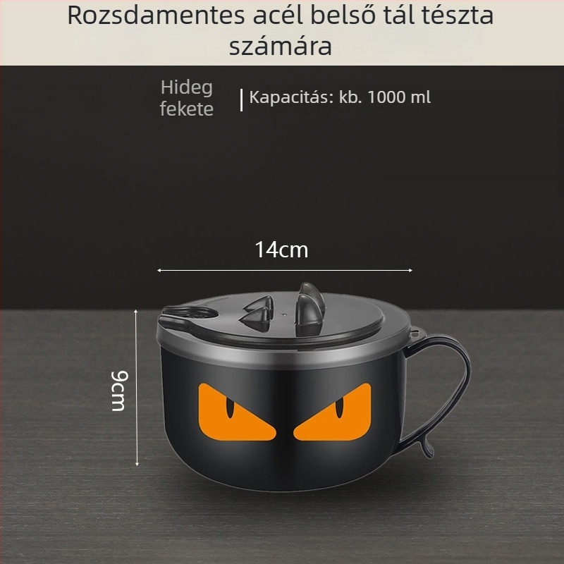 Rozsdamentes acél tészta tál fedéllel, leeresztő dizájn, evőpálcikák készlet, csiszolt felület