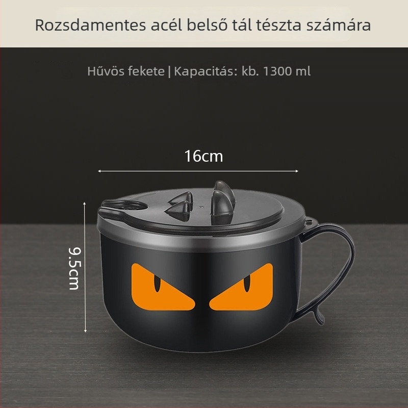 Rozsdamentes acél tészta tál fedéllel, leeresztő dizájn, evőpálcikák készlet, csiszolt felület