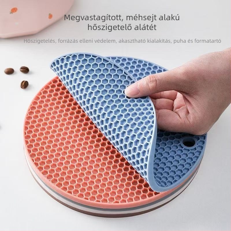 Nordic stílusú kerek szilikon hőszigetelő alátét, méhsejt mintázatú, vízálló és csúszásmentes, pohár- és fazék- vagy tányéralátét