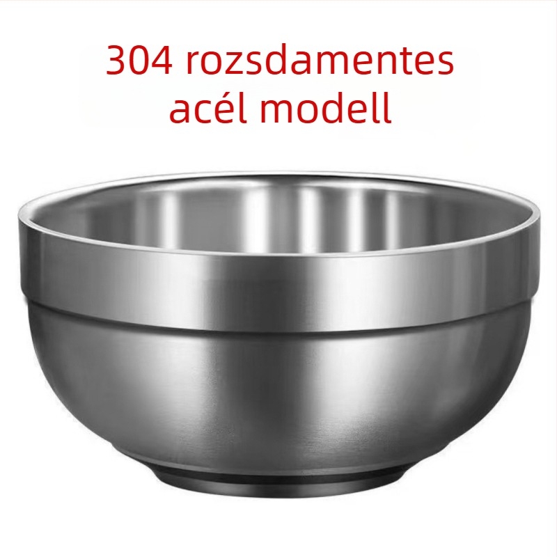 304 rozsdamentes acélból készült szigetelt tál, evőpálcikákkal – dupla falú, ütésálló, kantinokhoz és otthoni használatra