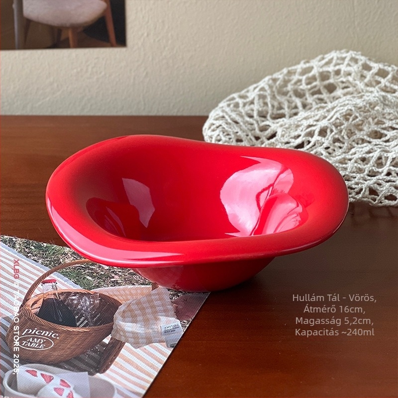 Junbin kerámia tál, kör alakú, mikrohullámú sütőbe tehető, alglazúr színű felület, modern minimalista dizájn