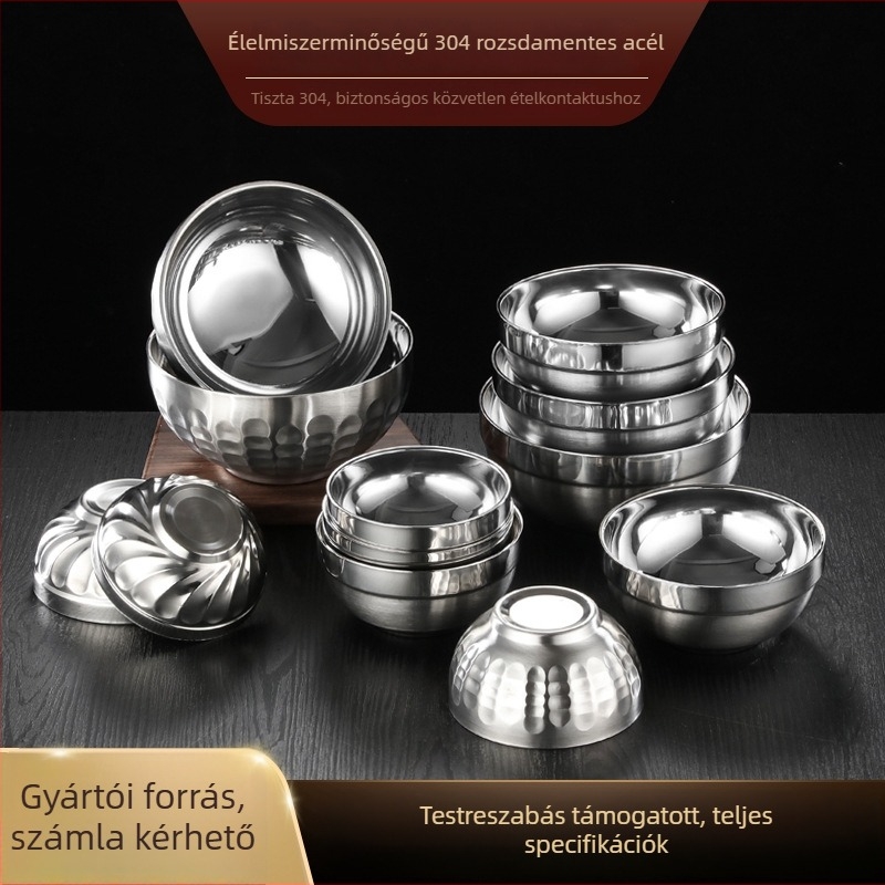 Kétoldalas szigetelt rozsdamentes acél tál gyerekeknek, négyszögletes forma, mikróhullámú sütő kompatibilis