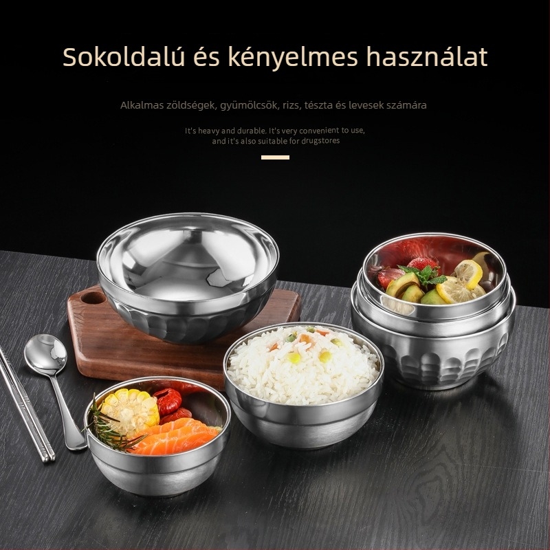 Kétoldalas szigetelt rozsdamentes acél tál gyerekeknek, négyszögletes forma, mikróhullámú sütő kompatibilis