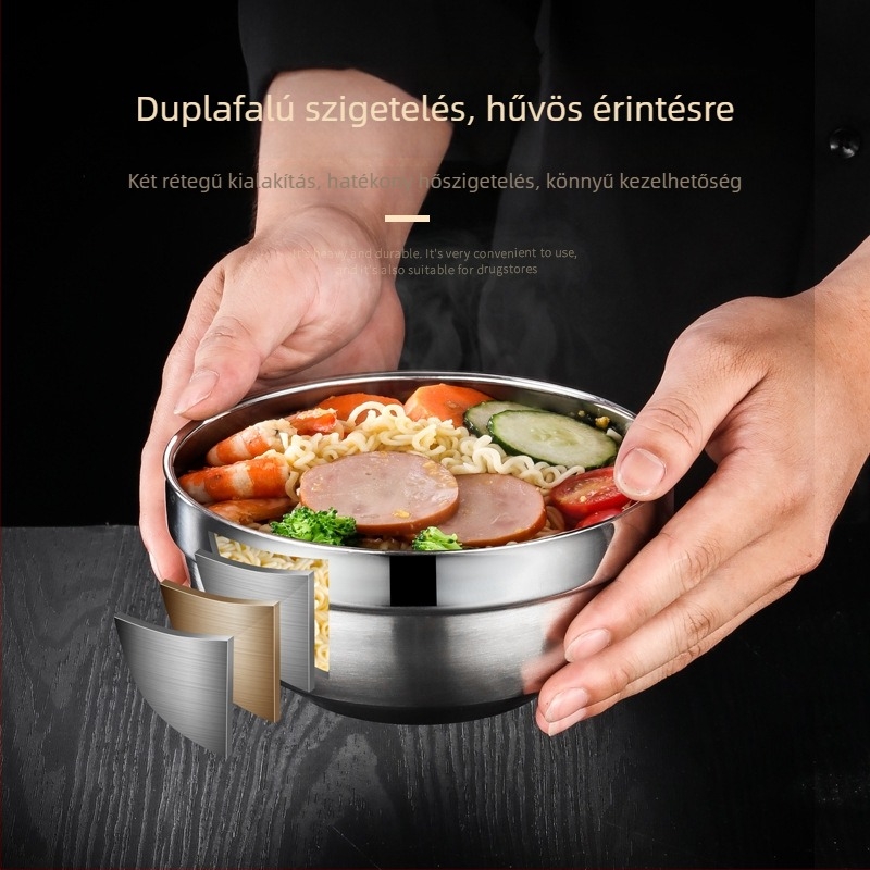 Kétoldalas szigetelt rozsdamentes acél tál gyerekeknek, négyszögletes forma, mikróhullámú sütő kompatibilis