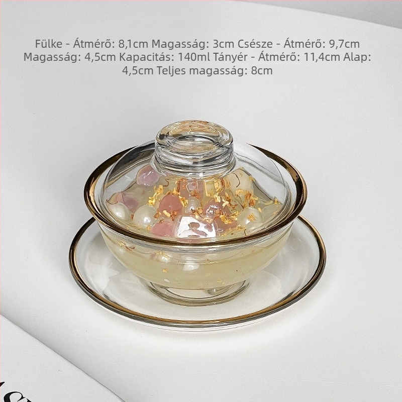 Fedeles desszerttál üvegből Bird's Nest és White Fungus – kerek forma, prémium üveg, egyszerű stílus