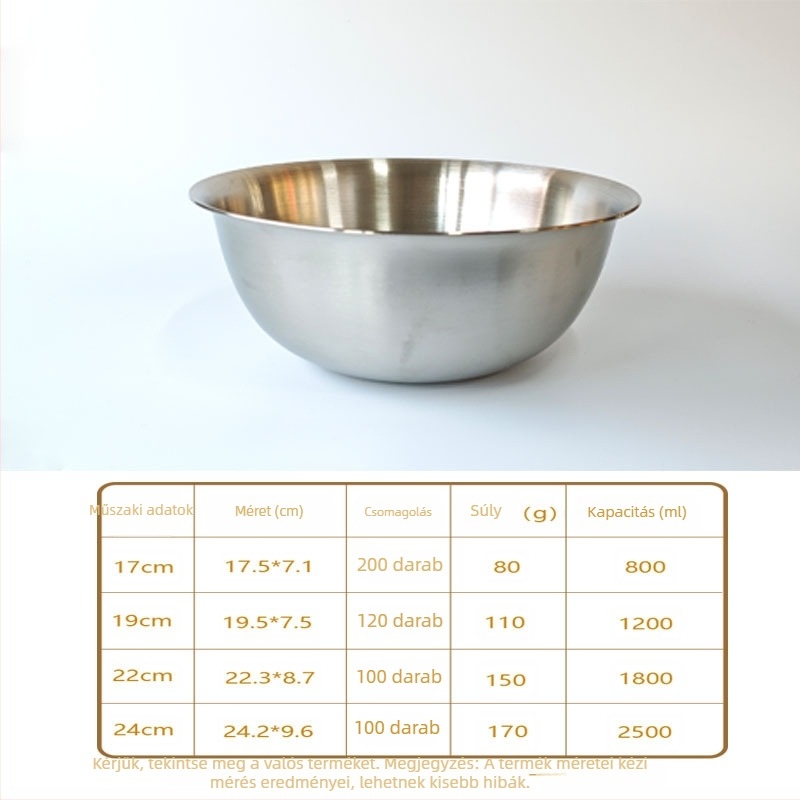 Rozsdamentes acélból készült salátás tál, kör alakú, modern minimalista stílus, csiszolt felület, testreszabható és logó nyomtatható