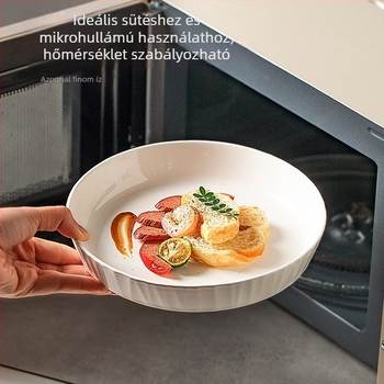 Porcelán vacsora tányér alul-glazúros bevonattal, mikrohullámú sütőben használható, modern minimál stílus