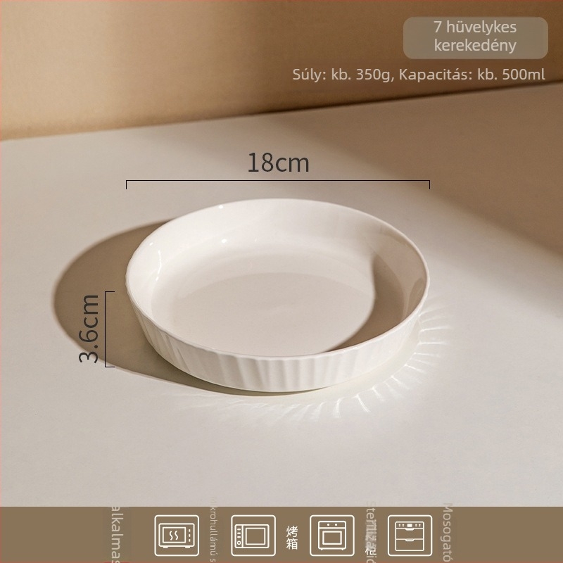 Porcelán vacsora tányér alul-glazúros bevonattal, mikrohullámú sütőben használható, modern minimál stílus