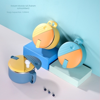 304 rozsdamentes acél instant tészta tál, zárt és szigetelt, mikrohullámú sütőben használható